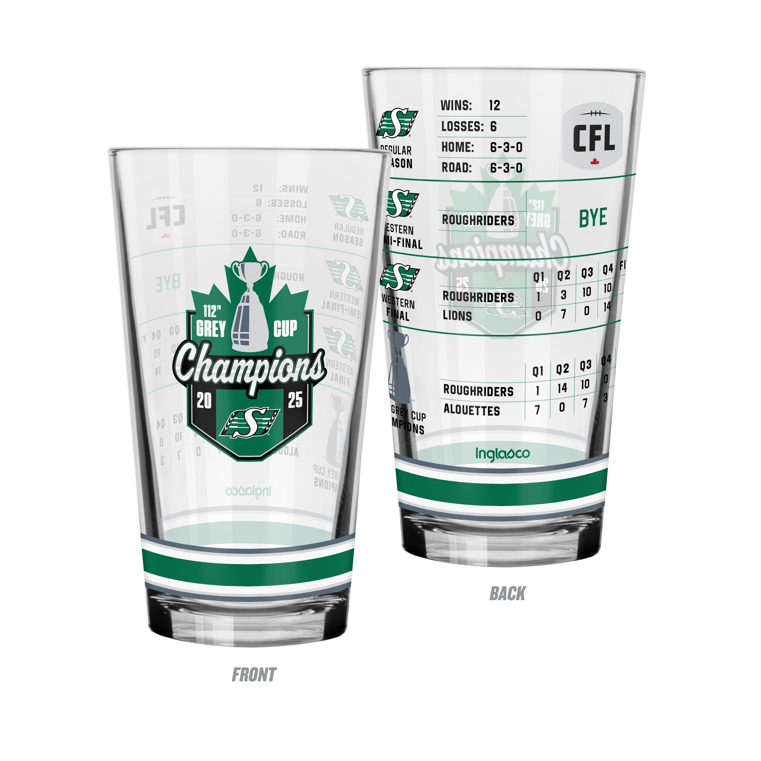 112 Grey Cup Champs 16oz Stats Mixing Glass