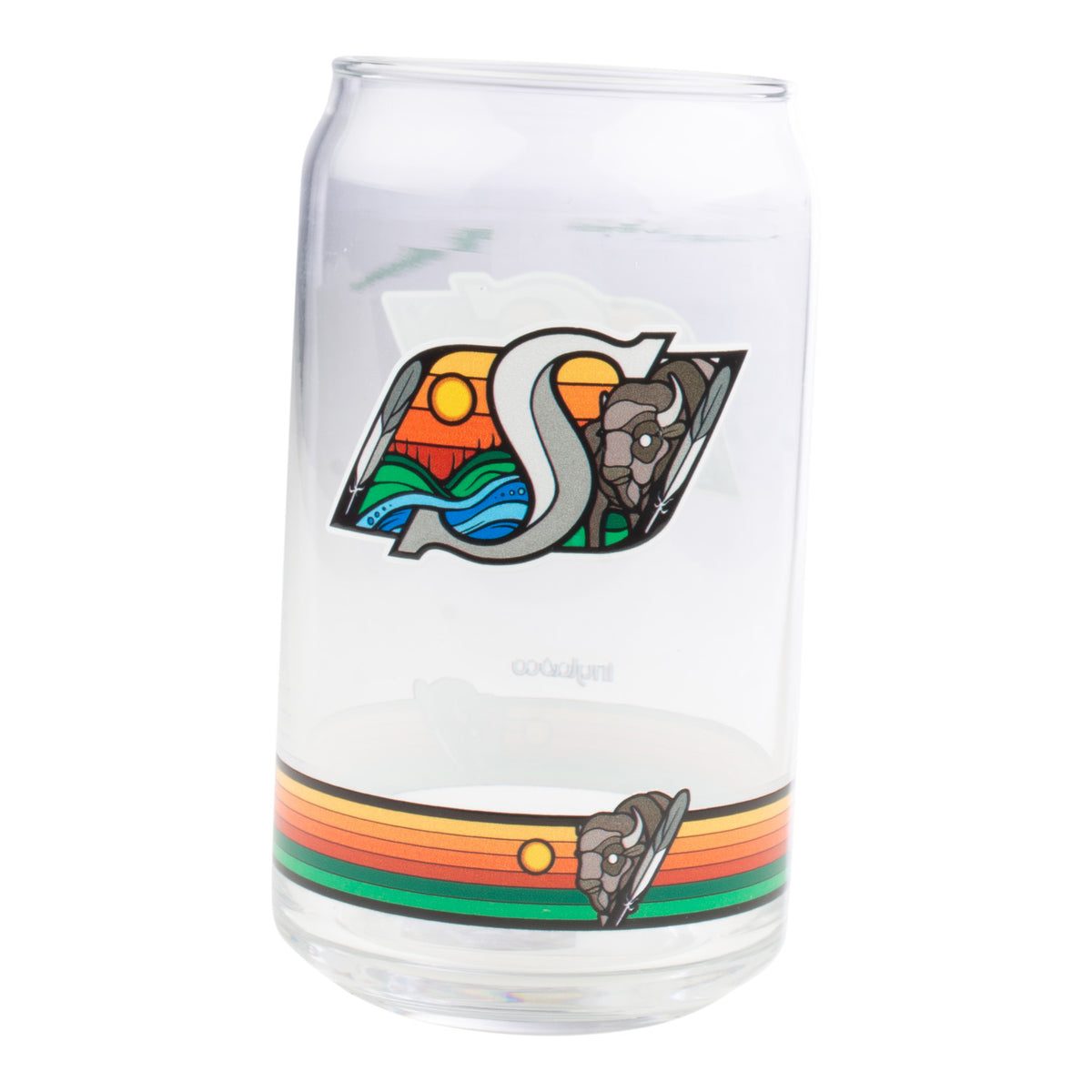 Full Colour Indigenous Logo 16oz Can Glass