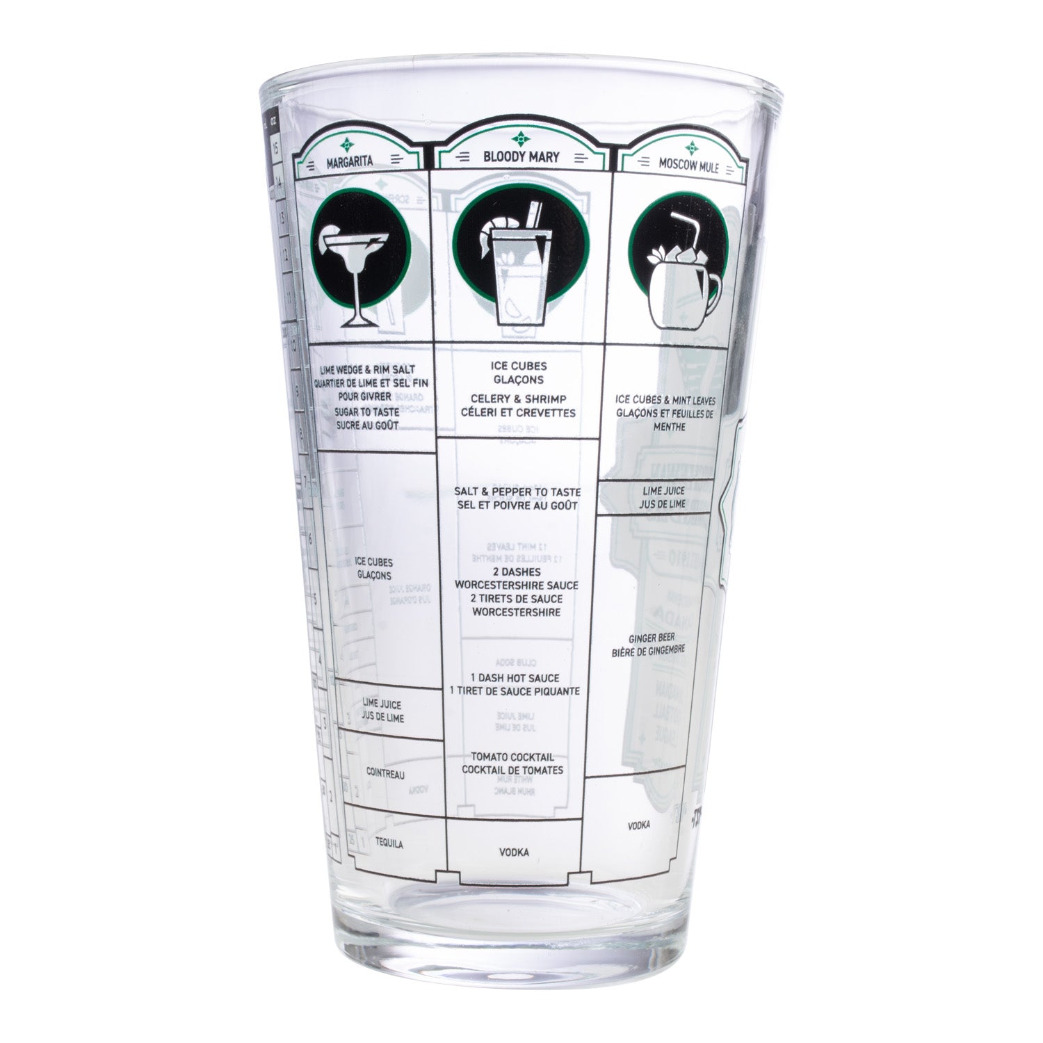 4PK Bartender Shot Glass & Mixing Glass Set