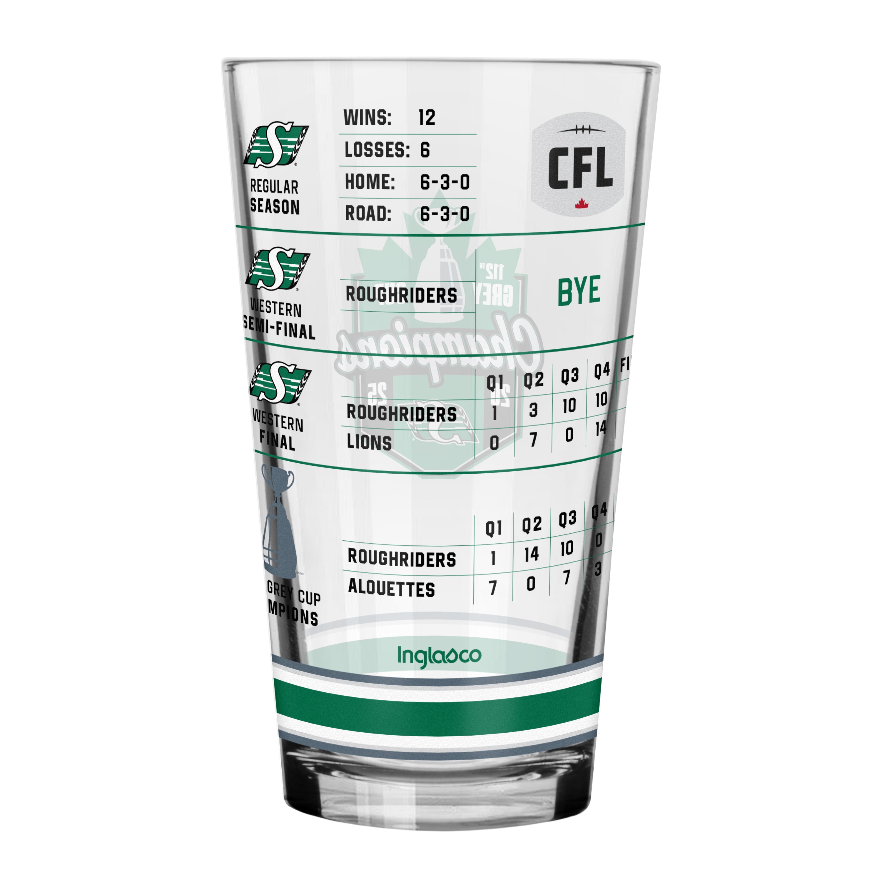 112 Grey Cup Champs 16oz Stats Mixing Glass