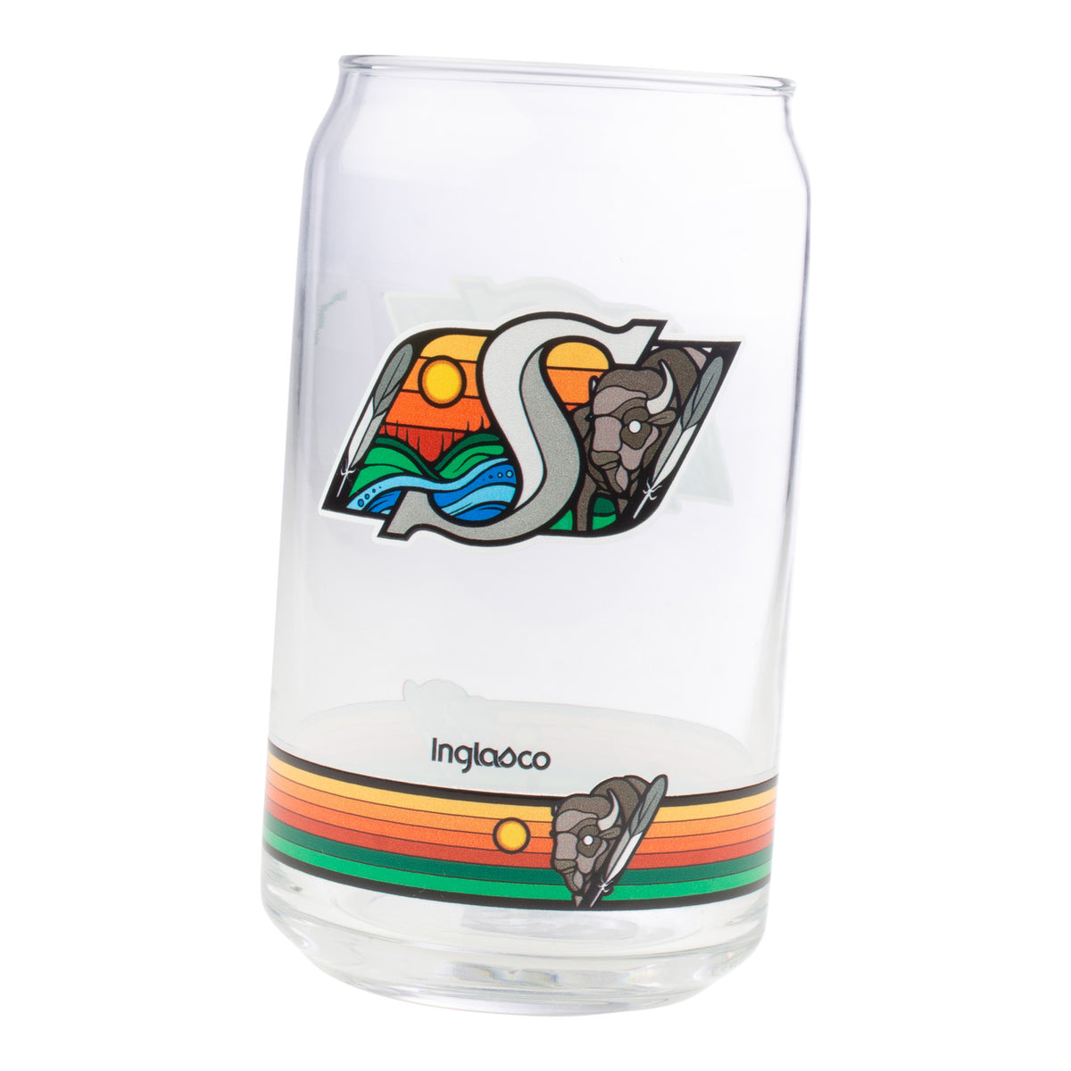 Full Colour Indigenous Logo 16oz Can Glass