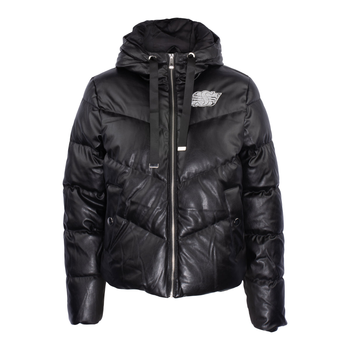 Women's Crew Faux Leather Puffer