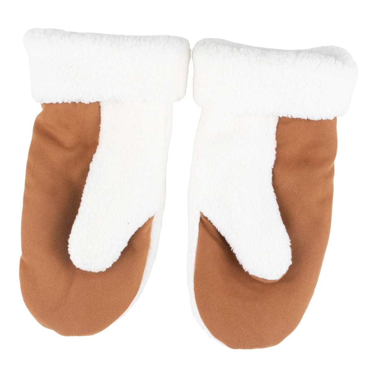 Women's Big Logo Faux Suede Sherpa Mittens